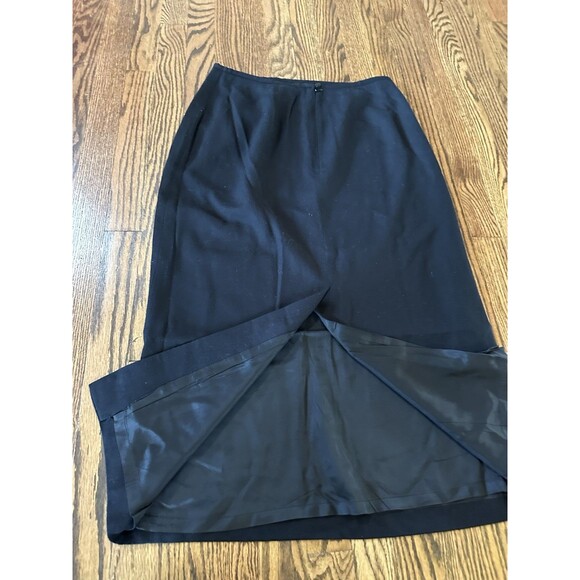 Vintage CHAUS Skirt Black Lined Straight MIDI 100% Wool‎ Buttons Size 12 - Picture 6 of 8